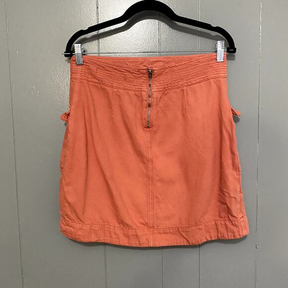 Anthropologie Orange Cotton Linen Blend Boho Cargo Utility Mini Skirt 10 - Picture 4 of 9